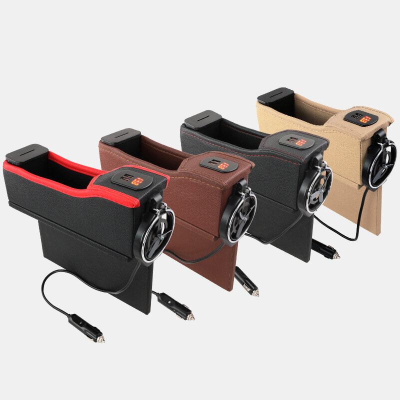 Car Seat Gap Storage Box Ζώνη Φόρτισης Usb Ψηφιακή Οθόνη Κουτί Αποθήκευσης Πολλαπλών Λειτουργιών Δερμάτινο Ποτηροθήκη Νερού Αυτοκινήτου