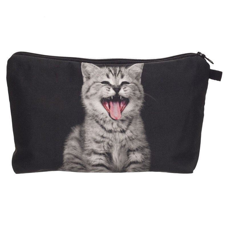 Cat 3d Printing Multi-functional Cosmetic Bag Clutch Bag Storage Wash Bag