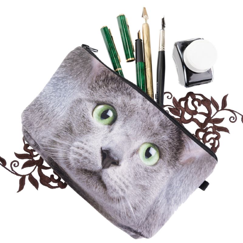 Cats 3d Printing Multi-functional Cosmetic Bag Clutch Bag Storage Wash Bag