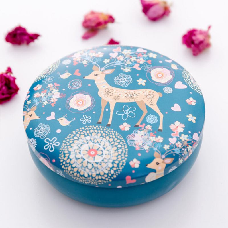 Flamingo Elk Iron Στρογγυλό Κουτί Αποθήκευσης Animal Pattern Box Jewelry Desktop Organizer