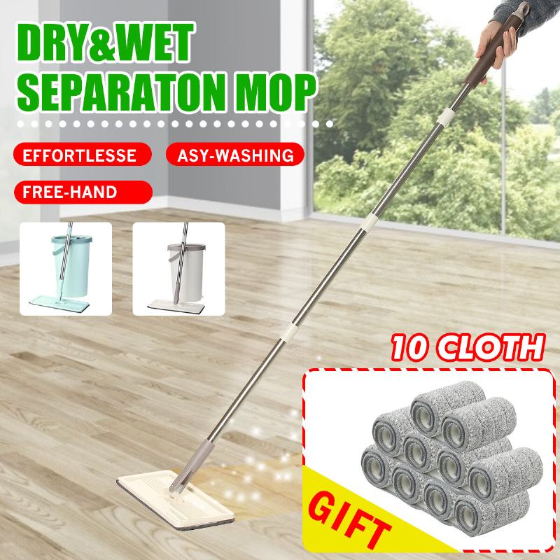 Flat Bucket Mops Fiber Cleaning Free Hand Spin Washing Ultrafine Magic Floor Mop