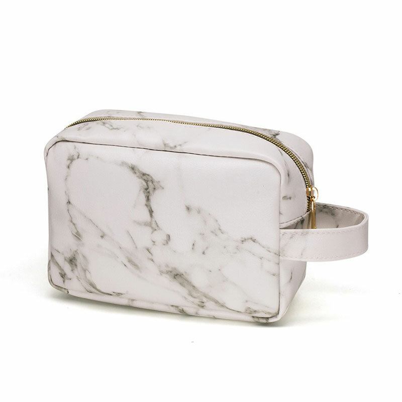 Φορητή Τσάντα Comestic Marble Case Organizer Μακιγιάζ Αποθήκευσης Ταξιδίου Μαύρη Λευκή Δύο Μεγεθών