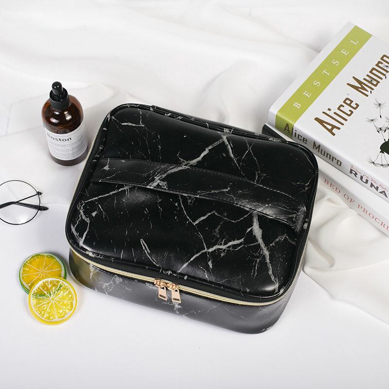 Φορητή Τσάντα Comestic Marble Case Organizer Μακιγιάζ Αποθήκευσης Ταξιδίου Μαύρη Λευκή Δύο Μεγεθών