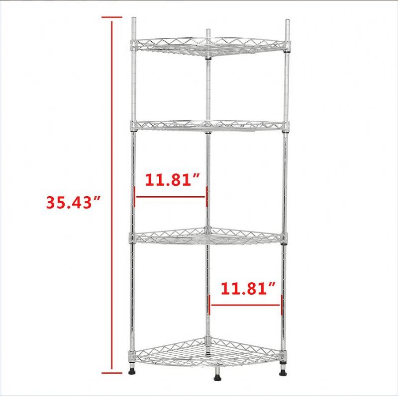 Γωνιακό Συρμάτινο Ράφι Με 4 Ρυθμιζόμενο Μεταλλικό Αποθήκευσης Για Σαλοκουζίνα Μπάνιου