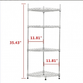Γωνιακό Συρμάτινο Ράφι Με 4 Ρυθμιζόμενο Μεταλλικό Αποθήκευσης Για Σαλοκουζίνα Μπάνιου