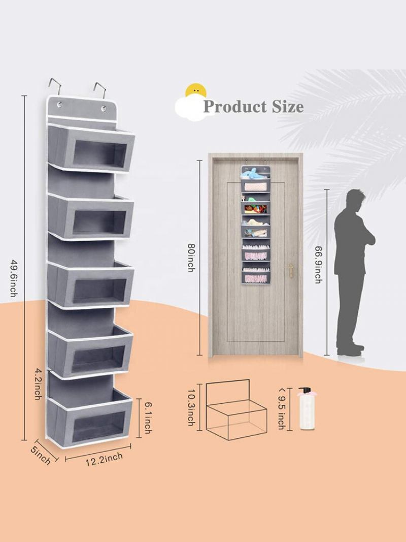 Hangerlink Over The Door Organizer Με 5 Μεγάλες Τσέπες Καθαρά Παράθυρα Επιτοίχια Αποθήκευση Για Ντουλάπι Βρεφικό Μπάνιο