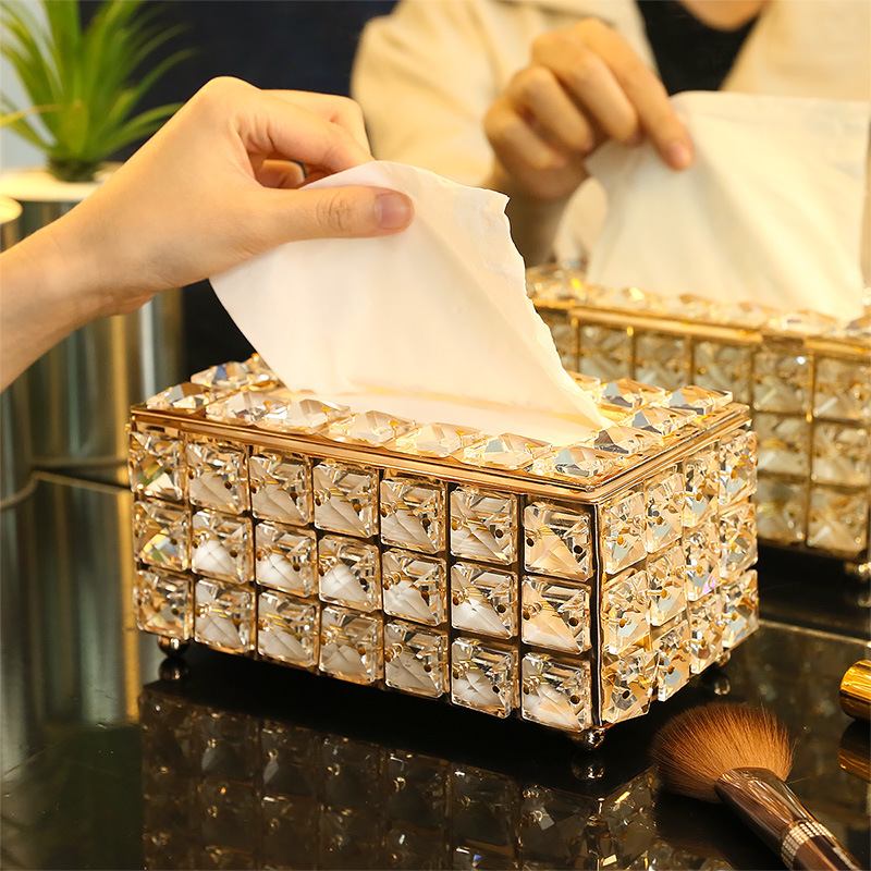 Rhinestone Tissue Box Χαρτί Ράφι Τραπεζιού Γραφείου Αξεσουάρ Θήκη Προσώπου Δίσκος Χαρτοπετσέτας Για Αυτοκίνητο Ξενοδοχείου Σπιτιού