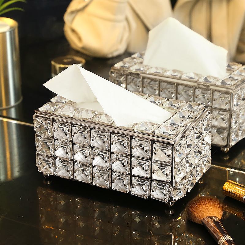 Rhinestone Tissue Box Χαρτί Ράφι Τραπεζιού Γραφείου Αξεσουάρ Θήκη Προσώπου Δίσκος Χαρτοπετσέτας Για Αυτοκίνητο Ξενοδοχείου Σπιτιού