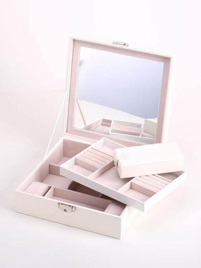 Ρολόι Jewelry Diamond Necklace Box Storage Container Case With Mirror