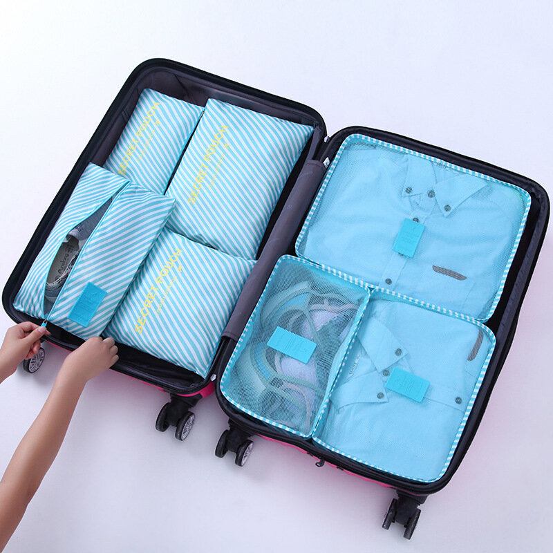 Saiclehome 7pcs Travel Portable Storage Set Σετ Ρούχα Συσκευασία Αποσκευών Organizer Αδιάβροχη Θήκη