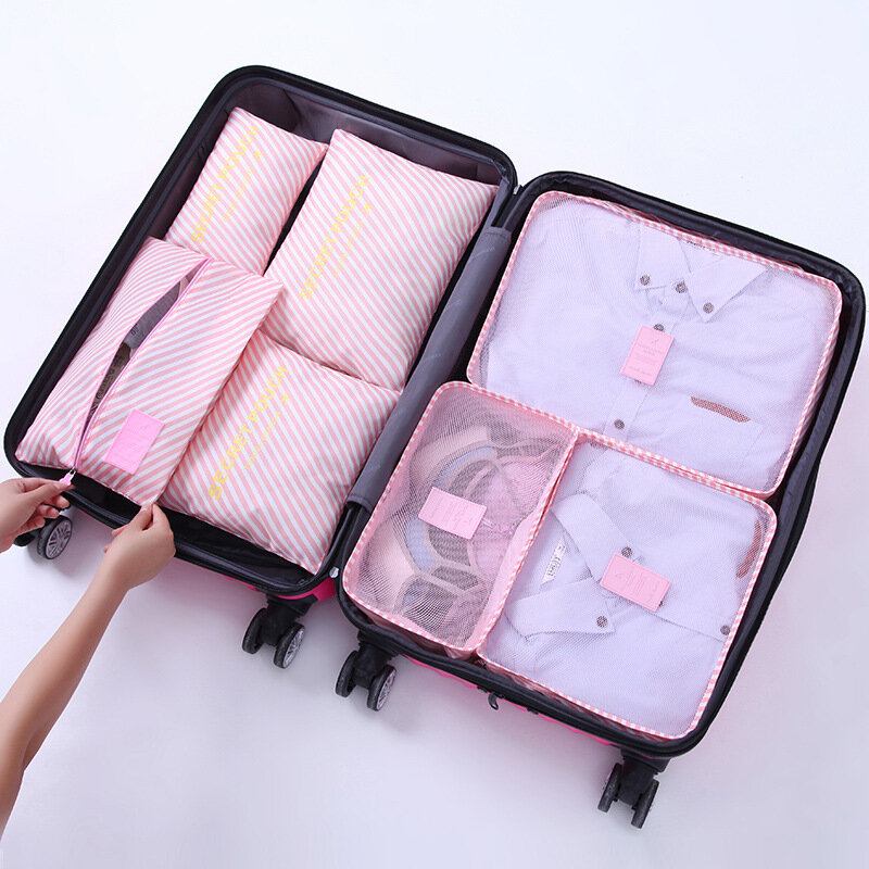 Saiclehome 7pcs Travel Portable Storage Set Σετ Ρούχα Συσκευασία Αποσκευών Organizer Αδιάβροχη Θήκη