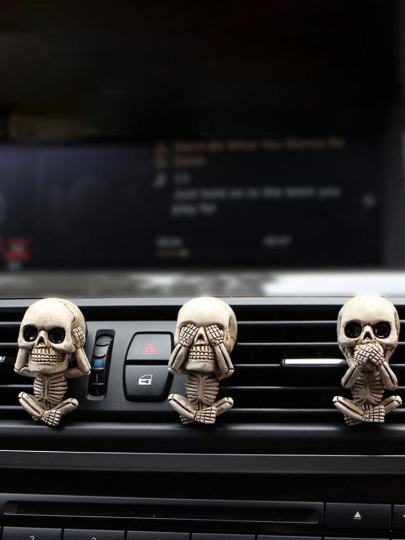 Σετ 3 Τεμαχίων Creative Resin Halloween Bone Skull Skeleton Diffuser Clip Εξαερισμού Αυτοκινήτου Κλιπ Αέρα Αποσμητικό Τυχερό Στολίδι