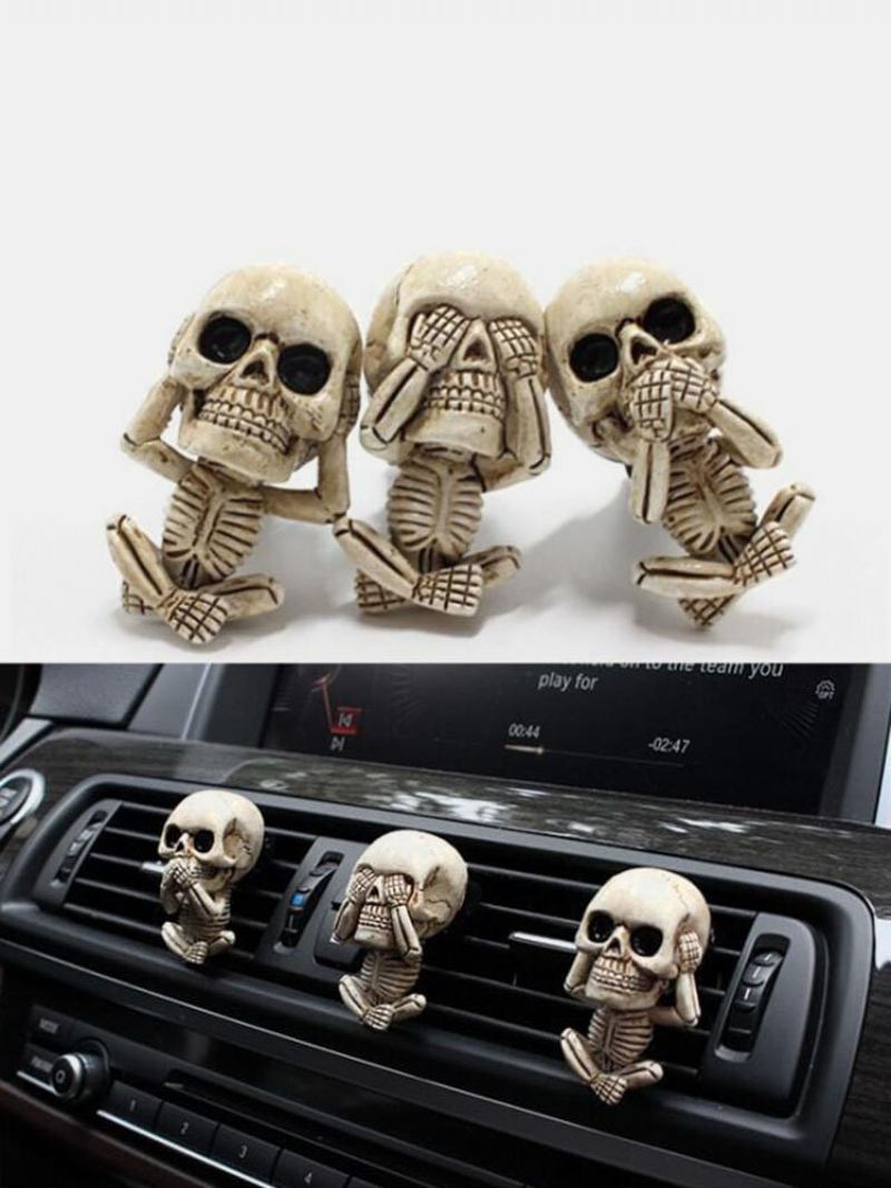 Σετ 3 Τεμαχίων Creative Resin Halloween Bone Skull Skeleton Diffuser Clip Εξαερισμού Αυτοκινήτου Κλιπ Αέρα Αποσμητικό Τυχερό Στολίδι