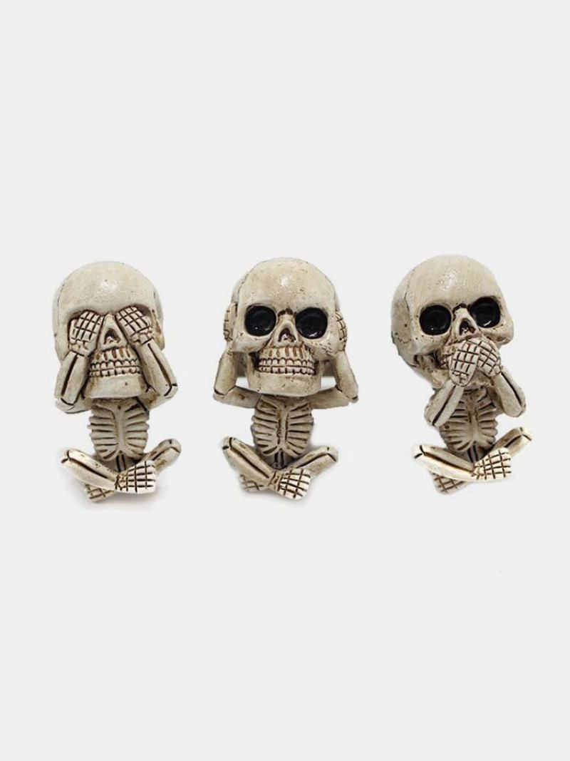 Σετ 3 Τεμαχίων Creative Resin Halloween Bone Skull Skeleton Diffuser Clip Εξαερισμού Αυτοκινήτου Κλιπ Αέρα Αποσμητικό Τυχερό Στολίδι