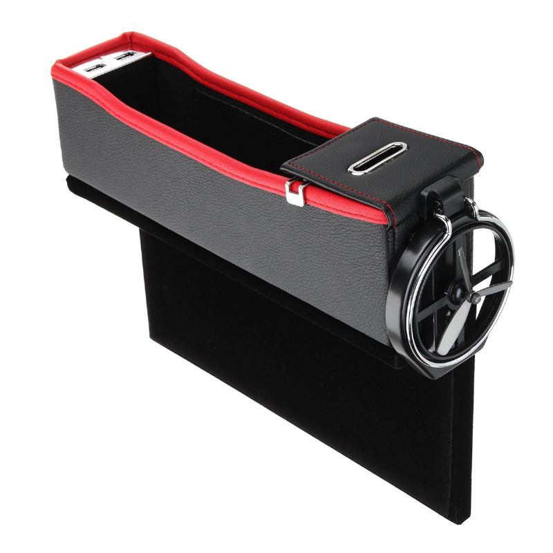 Usb Charger Car Right Side Seat Crevice Storage Box Gap Filler Organizer Catcher Box Ποτηροθήκη