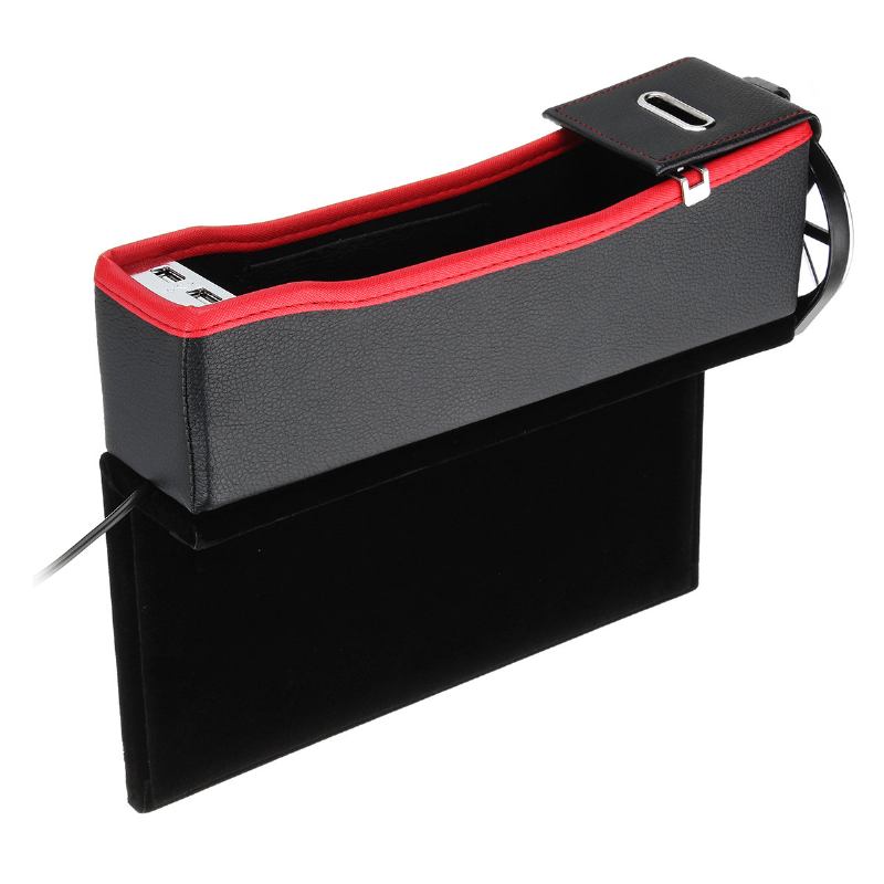 Usb Charger Car Right Side Seat Crevice Storage Box Gap Filler Organizer Catcher Box Ποτηροθήκη