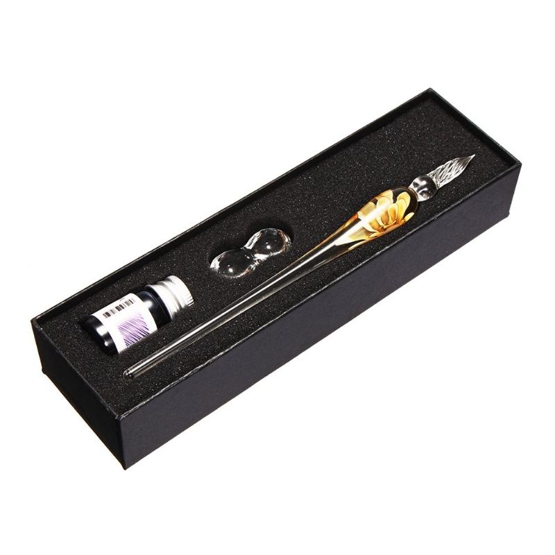 Vintage Glass Dip Ink Pen Fountain Signature Pen With Ink & Gift Box Offices Σχολική Γραφική Ύλη