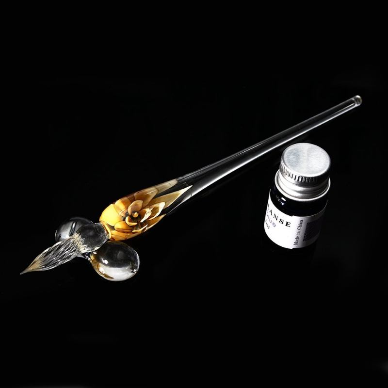 Vintage Glass Dip Ink Pen Fountain Signature Pen With Ink & Gift Box Offices Σχολική Γραφική Ύλη