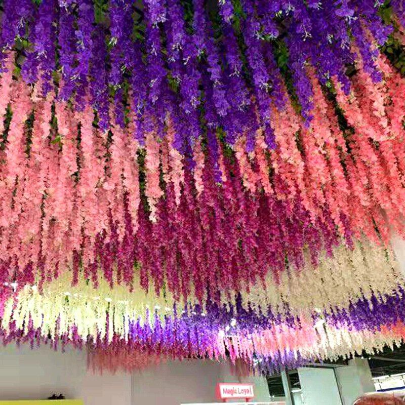 12 Τμχ/σετ 100cm Τεχνητά Λουλούδια Silk Wisteria Fake Κήπος Κρεμαστό Λουλούδι Φυτό Αμπέλου Διακόσμηση Γάμου