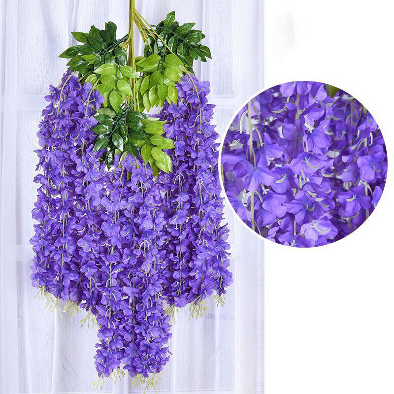 12 Τμχ/σετ 100cm Τεχνητά Λουλούδια Silk Wisteria Fake Κήπος Κρεμαστό Λουλούδι Φυτό Αμπέλου Διακόσμηση Γάμου