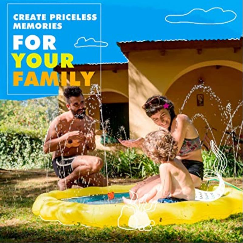 3-σε-1 Sprinkler For Kids Splash Pad And Wading Pool For Learning – Παιδική Πισίνα 68 Ίντσες Φουσκωτό Νερό – Εξωτερική Για Μωρά Και Νήπια «από Το Α Έως Το Ω»