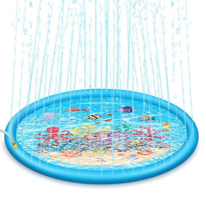 67 Ίντσες Splash Water Play Mat Sprinkle Mat Toy Για Υπαίθρια Κολύμβηση Beach Lawn Φουσκωτό Μαξιλαράκι Ψεκαστήρα Για Παιδιά