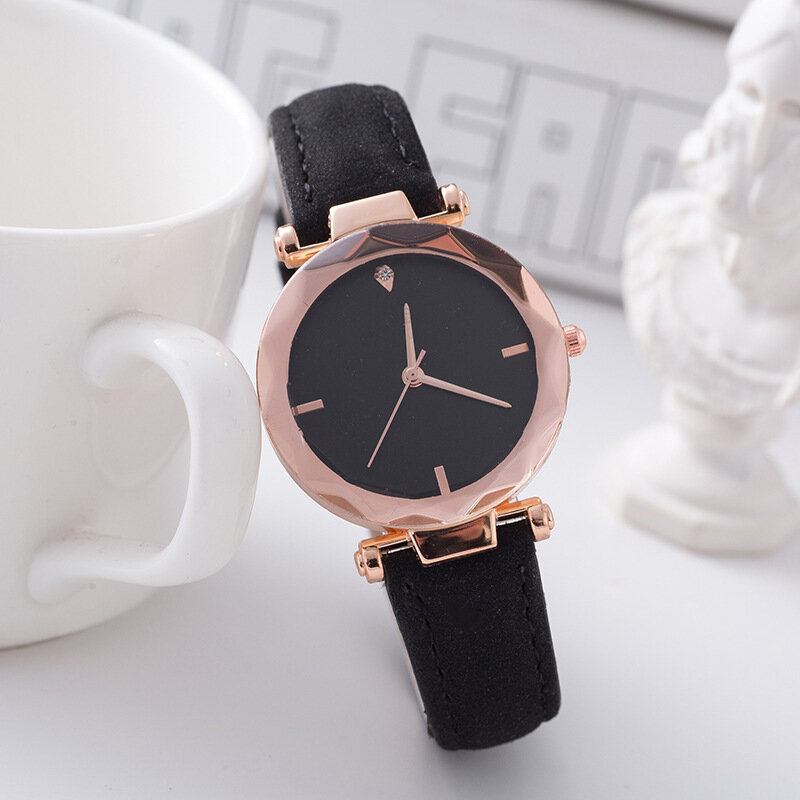 Casual Quartz Wristwatch No Number Fashion Ρολόγια Με Στρογγυλό Γυάλινο Καντράν Με Δερμάτινο Λουρί