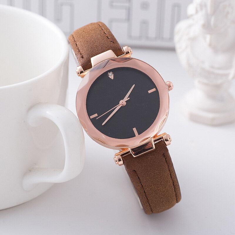 Casual Quartz Wristwatch No Number Fashion Ρολόγια Με Στρογγυλό Γυάλινο Καντράν Με Δερμάτινο Λουρί