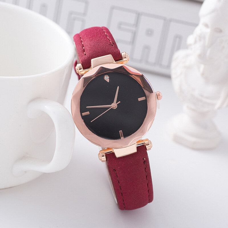 Casual Quartz Wristwatch No Number Fashion Ρολόγια Με Στρογγυλό Γυάλινο Καντράν Με Δερμάτινο Λουρί