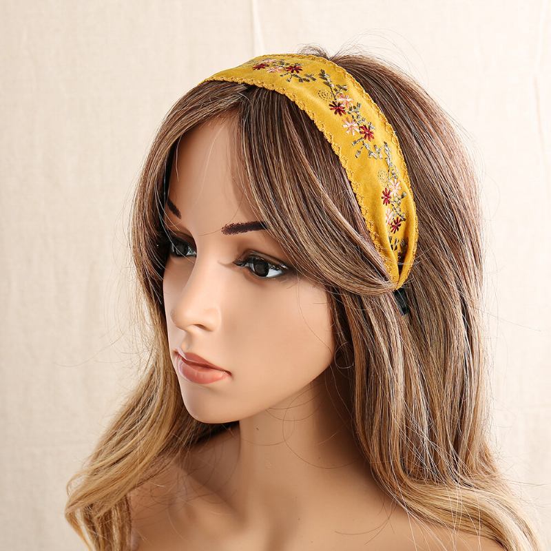 Ethnic Κέντημα Δαντέλα Κοριτσάκι Headband Rural Girl Wind Suede Floral Fabric Αξεσουάρ Μαλλιών