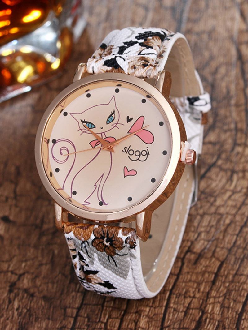 Fashion Owl Flower Leather Rhinestone Quartz Wristband Χονδρικό Γυναικείο Δώρο Ρολογιών