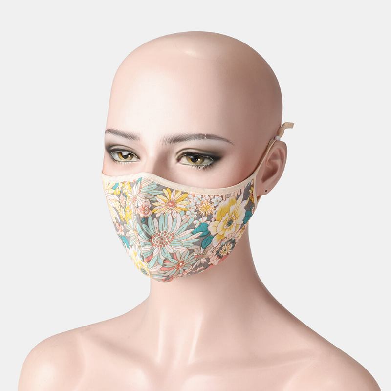 Floral Face Sheild Mask Printed Cotton Vintage Proof-dust