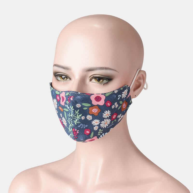 Floral Face Sheild Mask Printed Cotton Vintage Proof-dust