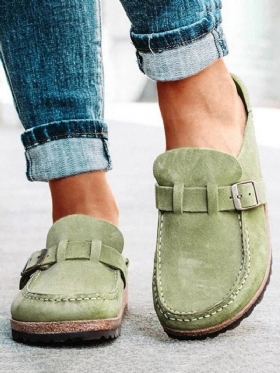 Γυναικεία Casual Comfy Suede Μεγάλα Στρογγυλά Δάχτυλα Χωρίς Πλάτη