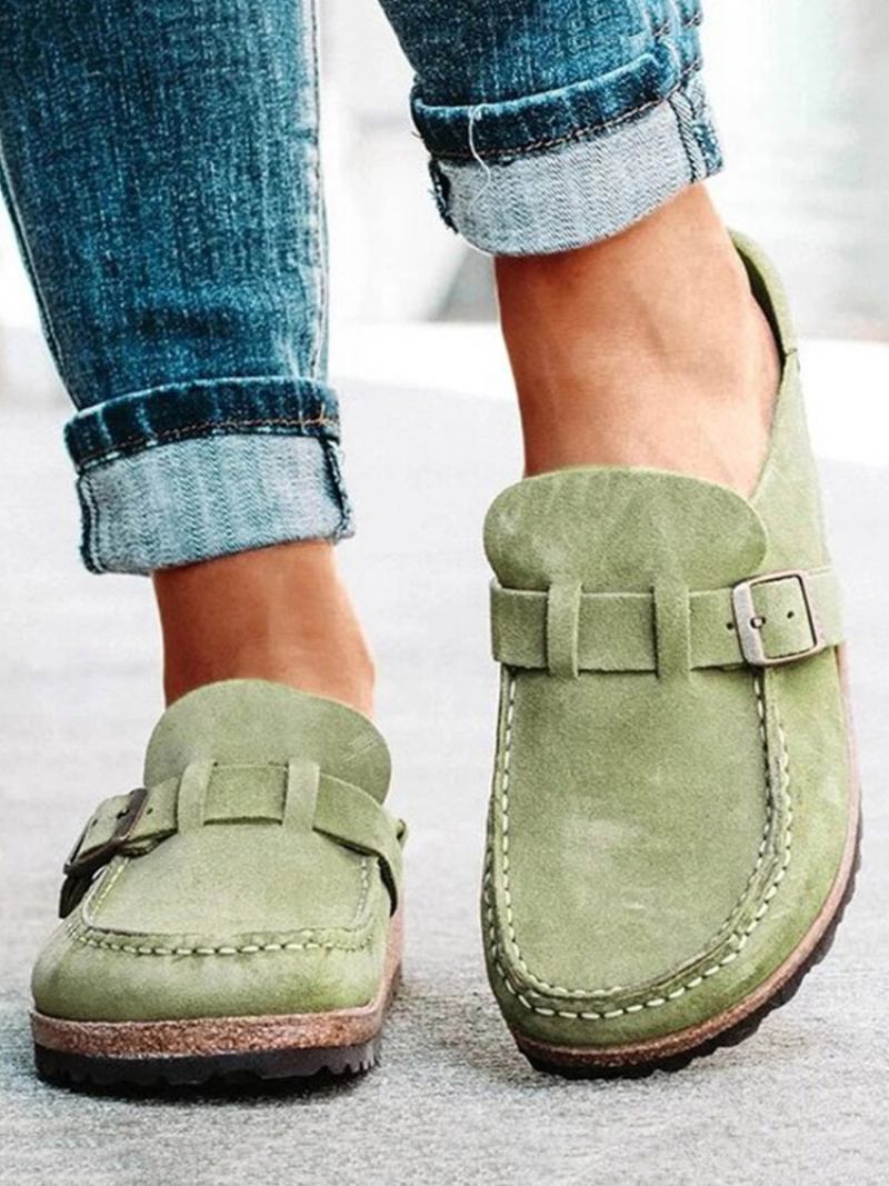 Γυναικεία Casual Comfy Suede Μεγάλα Στρογγυλά Δάχτυλα Χωρίς Πλάτη