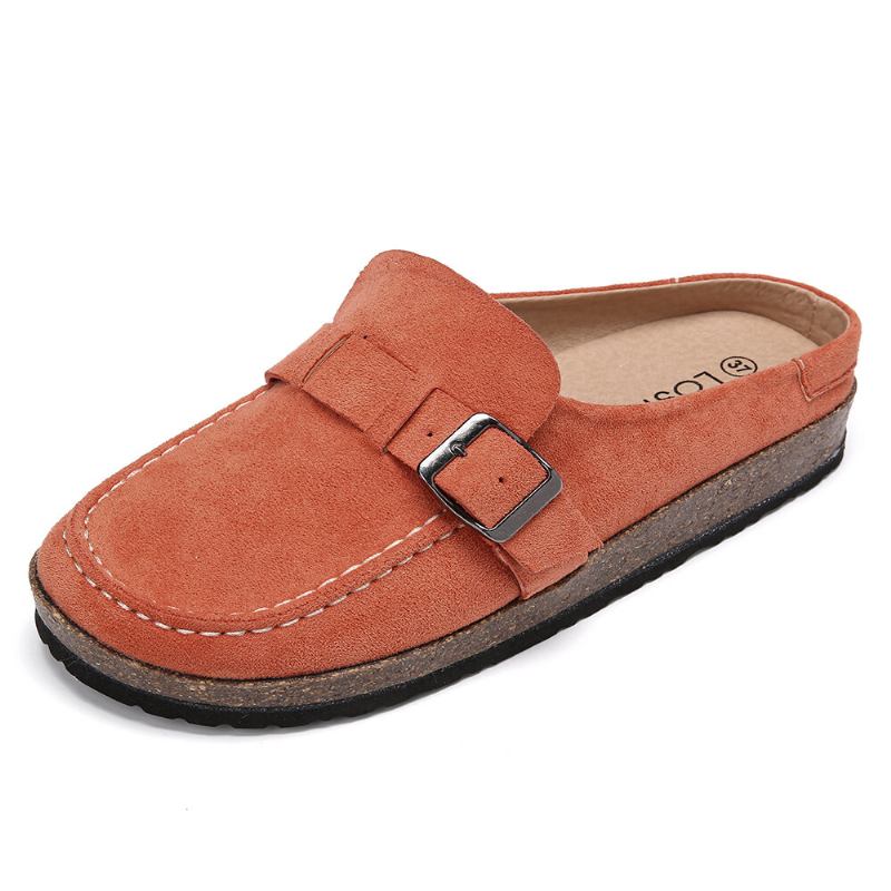 Γυναικεία Casual Comfy Suede Μεγάλα Στρογγυλά Δάχτυλα Χωρίς Πλάτη