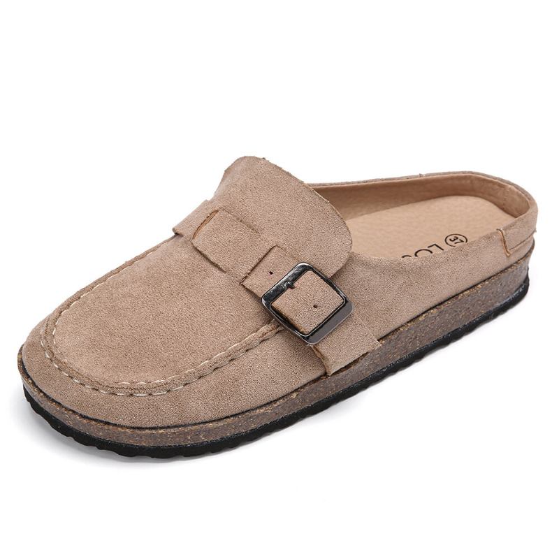 Γυναικεία Casual Comfy Suede Μεγάλα Στρογγυλά Δάχτυλα Χωρίς Πλάτη