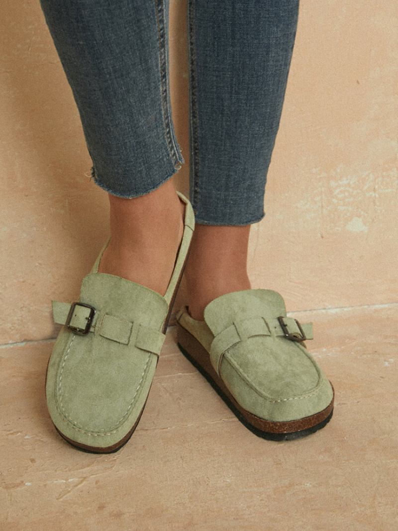 Γυναικεία Casual Comfy Suede Μεγάλα Στρογγυλά Δάχτυλα Χωρίς Πλάτη