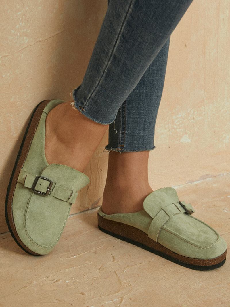 Γυναικεία Casual Comfy Suede Μεγάλα Στρογγυλά Δάχτυλα Χωρίς Πλάτη