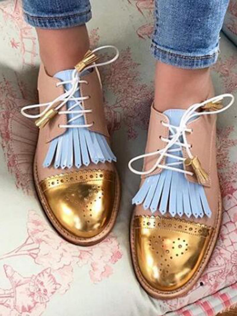 Γυναικεία Tassel Decor Slip Resistant Casual Ladies Creepers Brogue Παπούτσια