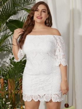 Γυναικείο Φόρεμα Lace Off Shoulder Half Sleeve Plus Size