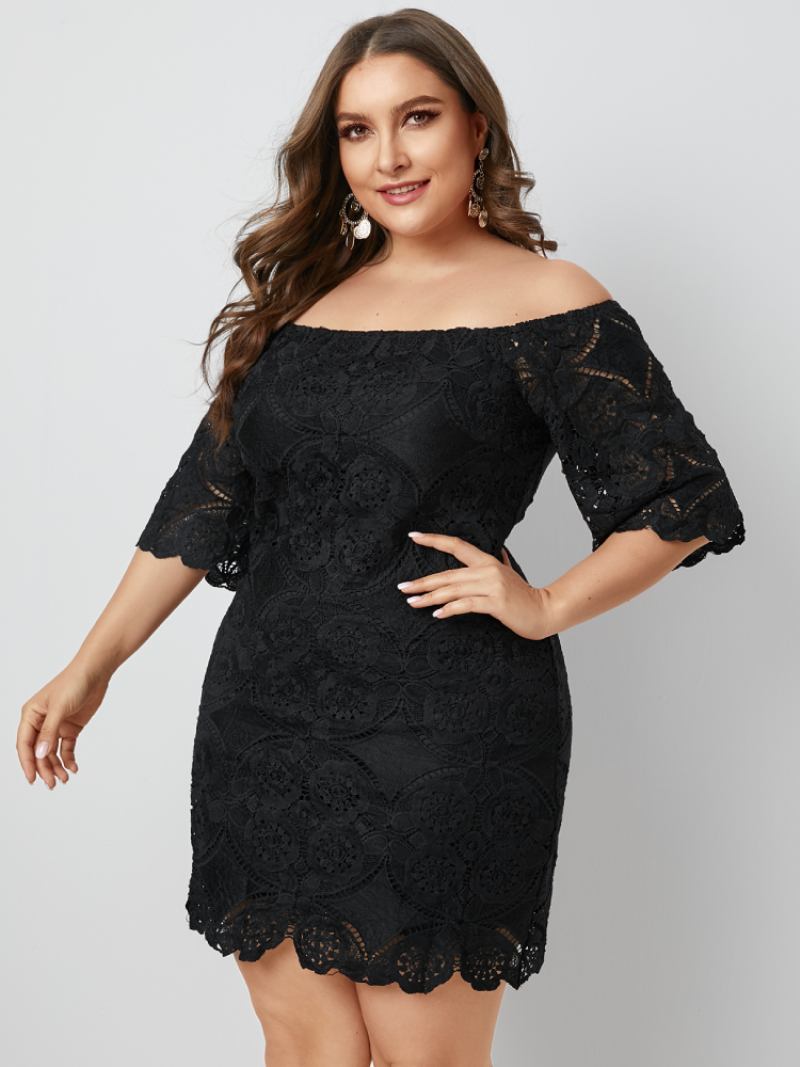 Γυναικείο Φόρεμα Lace Off Shoulder Half Sleeve Plus Size