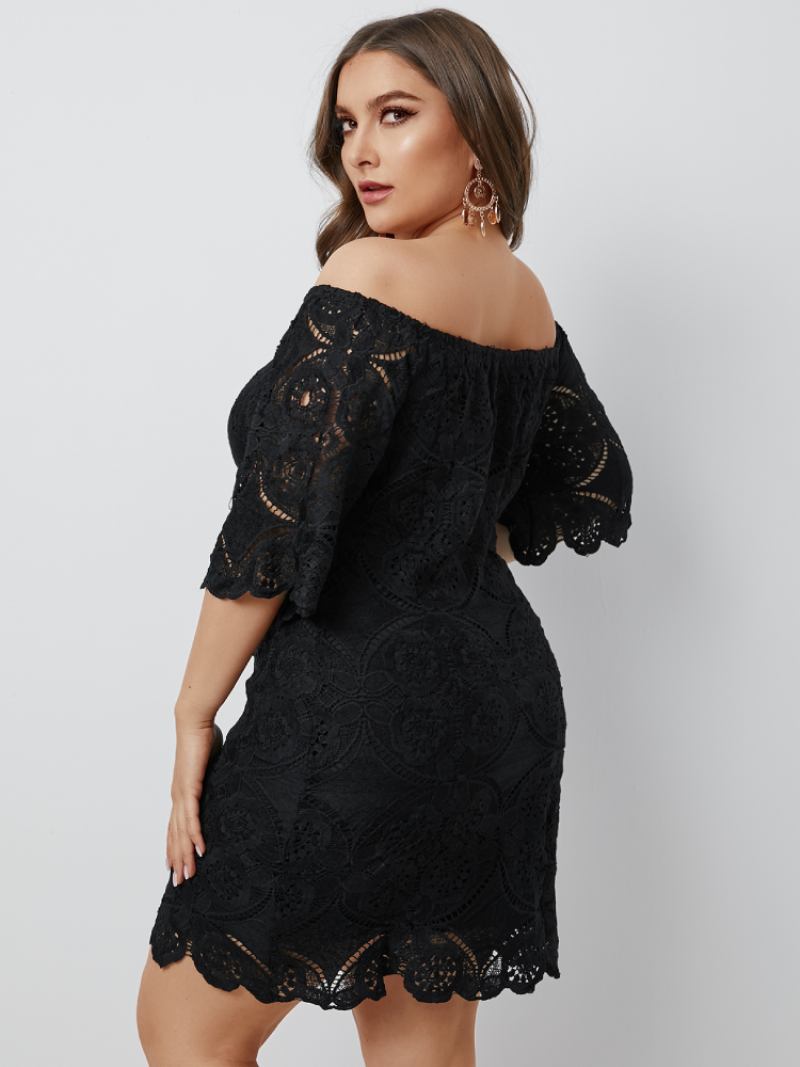 Γυναικείο Φόρεμα Lace Off Shoulder Half Sleeve Plus Size