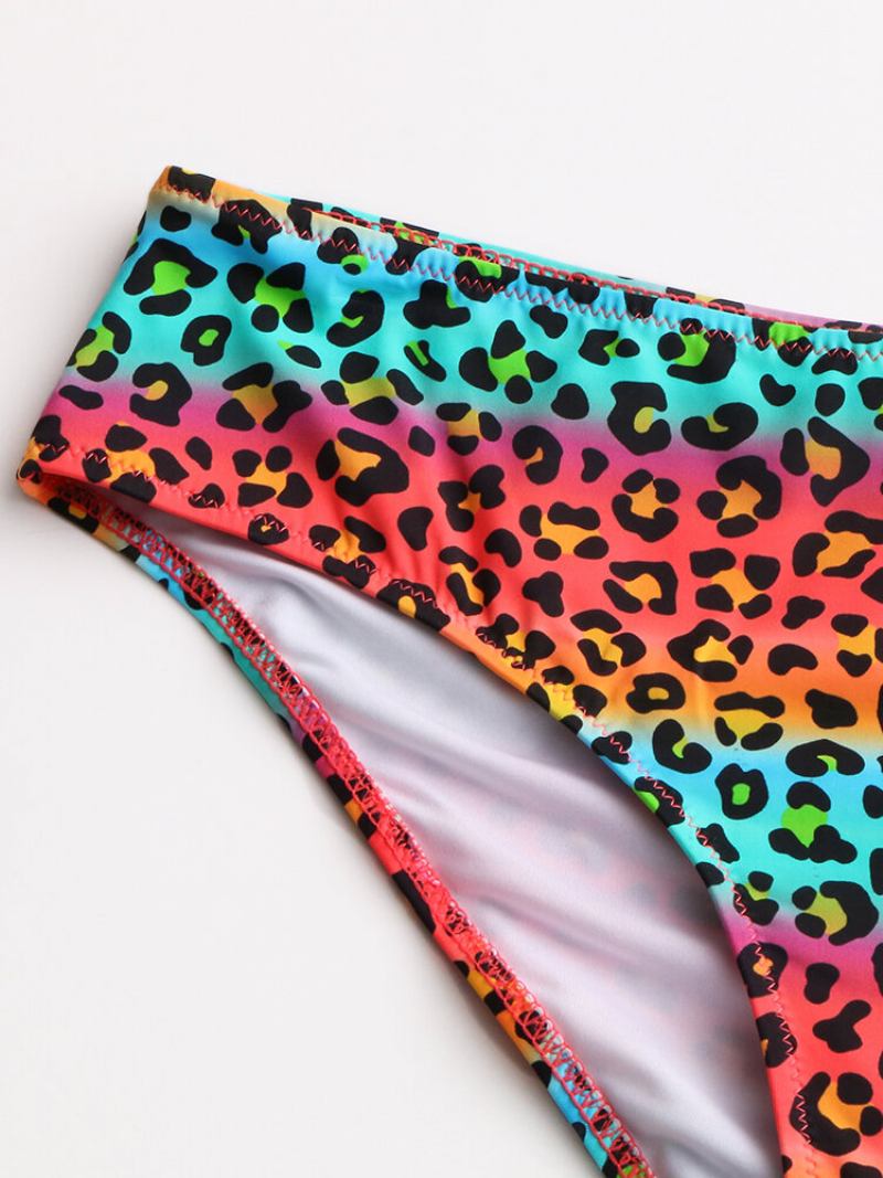 Γυναικείο Γιλέκο Bikini Leopard Patchwork Μπροστινή Πόρπη Με Φερμουάρ Σέξι Μαγιό