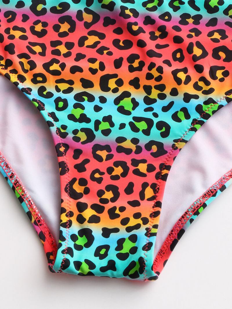 Γυναικείο Γιλέκο Bikini Leopard Patchwork Μπροστινή Πόρπη Με Φερμουάρ Σέξι Μαγιό