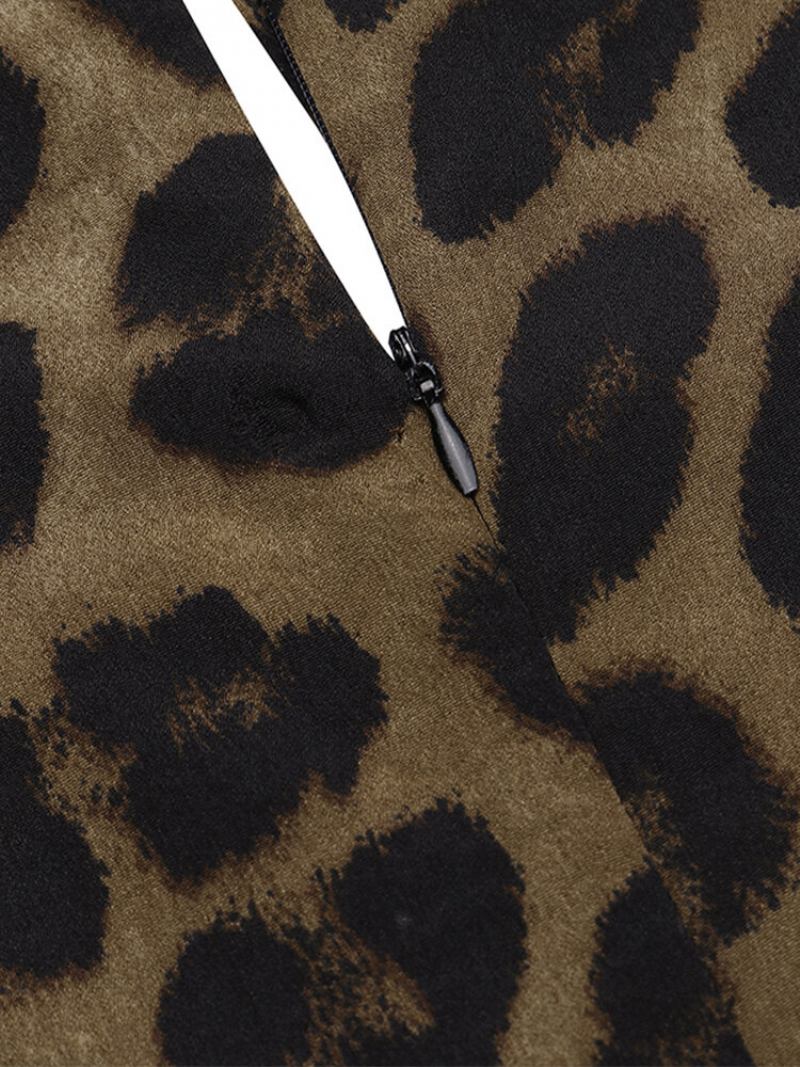 Leopard Print Αμάνικο Plus Size Φαρδιά Ολόσωμη Φόρμα