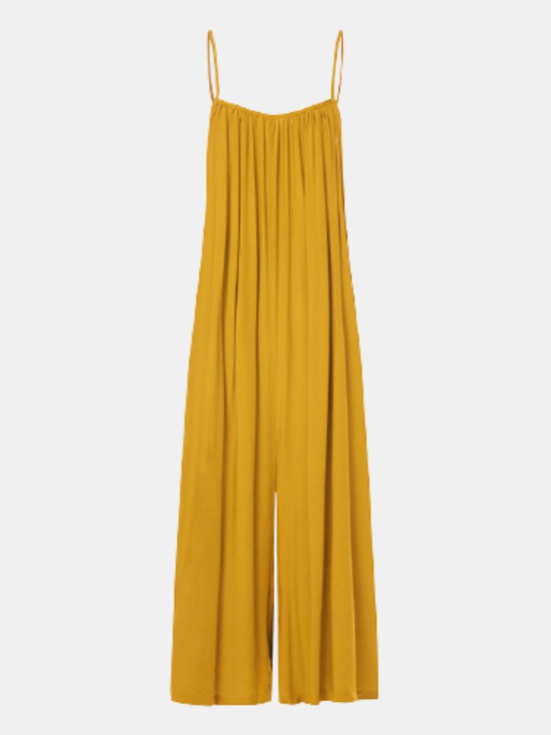 Μονόχρωμο Λουράκι Φαρδύ Πόδι Plus Size Loose Jumpsuit Για Γυναίκες