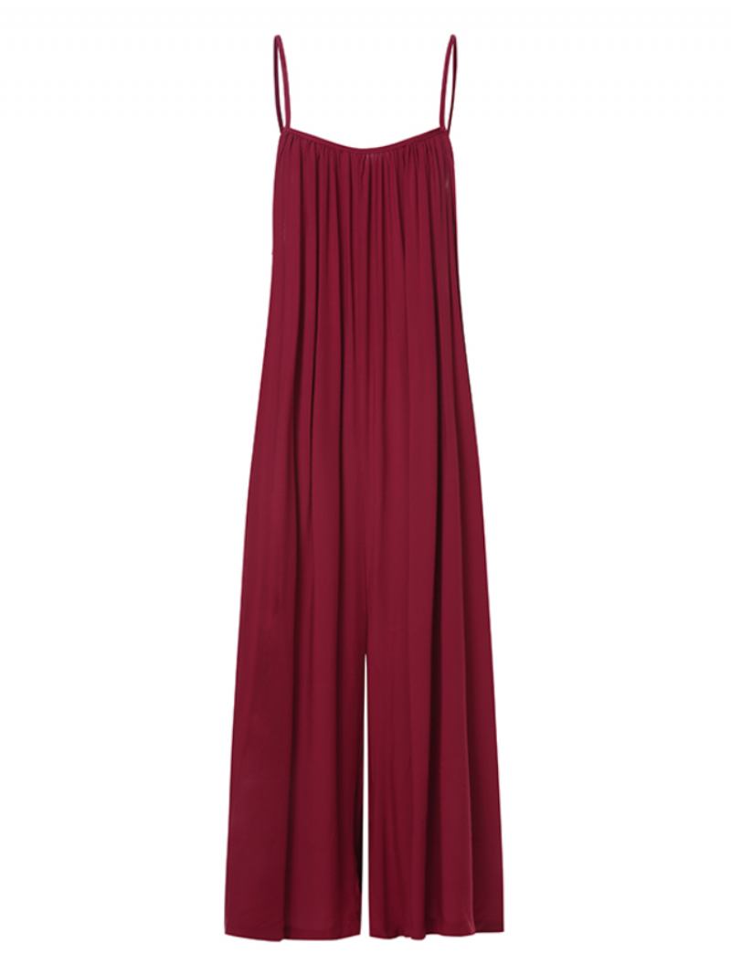 Μονόχρωμο Λουράκι Φαρδύ Πόδι Plus Size Loose Jumpsuit Για Γυναίκες