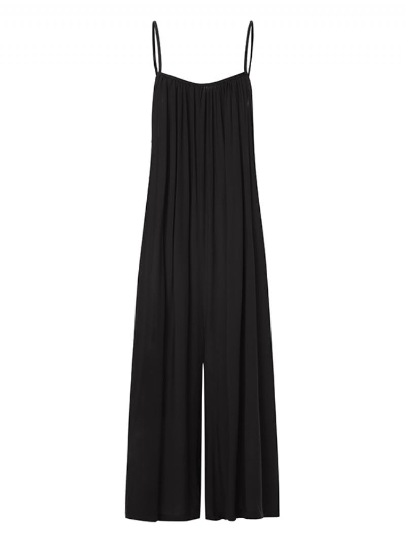 Μονόχρωμο Λουράκι Φαρδύ Πόδι Plus Size Loose Jumpsuit Για Γυναίκες