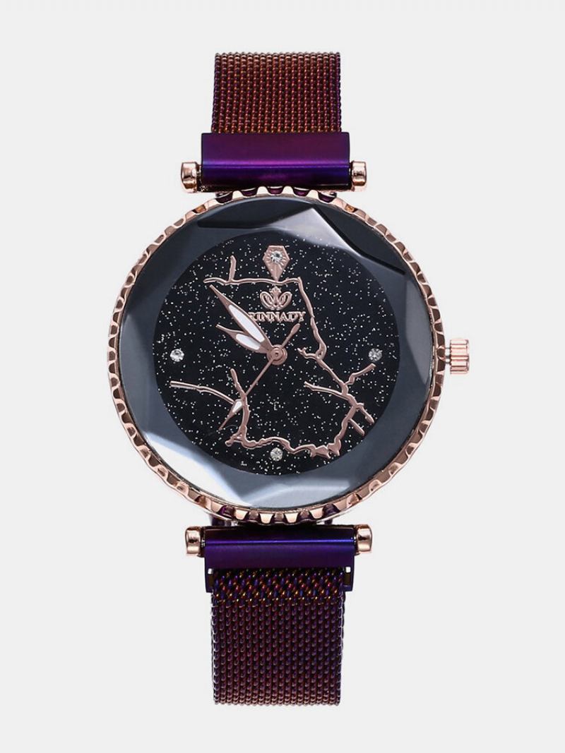 Μοντέρνο Ρολόι Quartz Starry Sky Από Ανοξείδωτο Ατσάλι Με Μαγνήτη Γυναικείο Αδιάβροχο